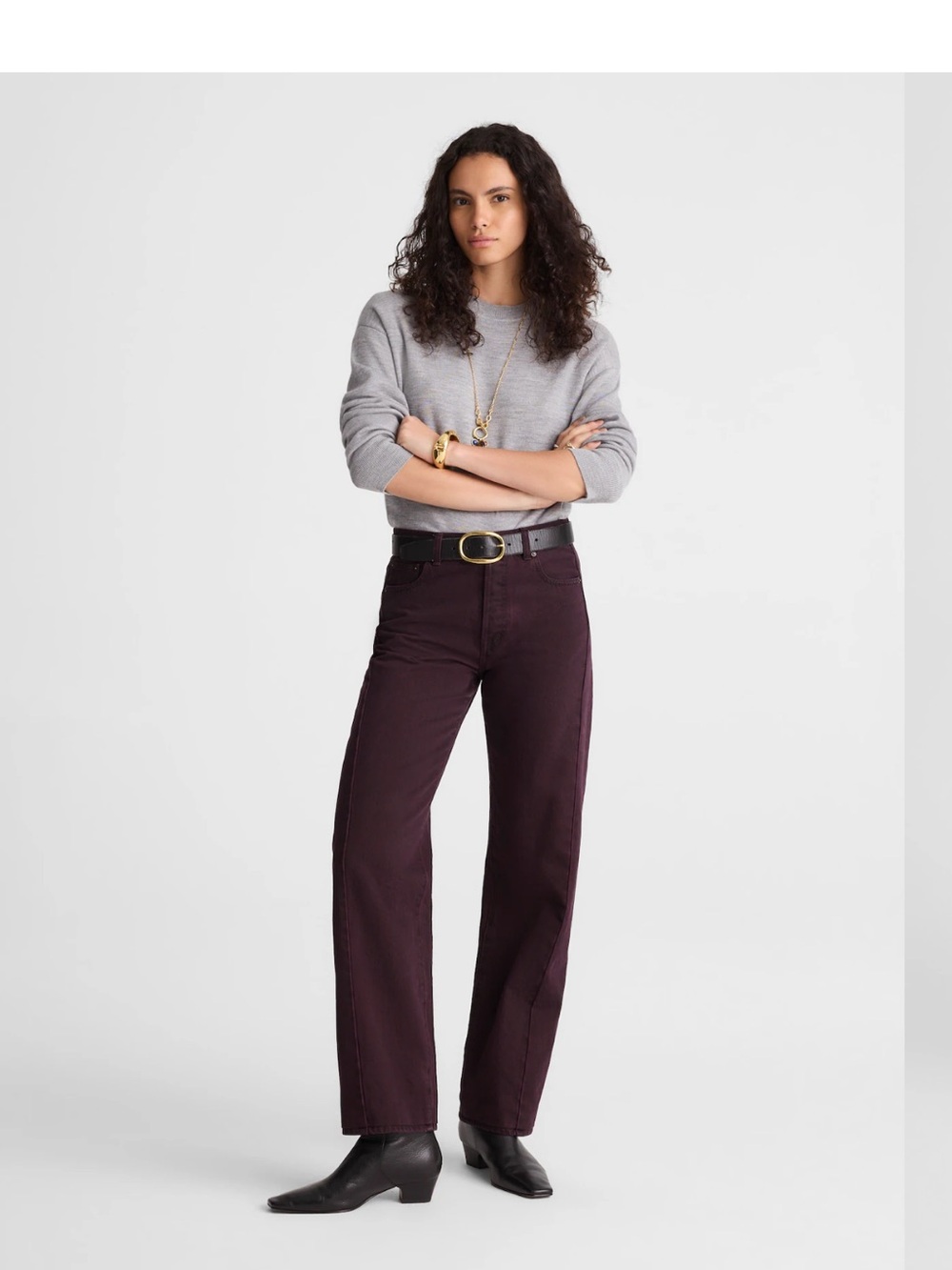 Madewell pieced barrel Jean in dark Burgundy size 32